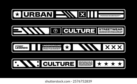 Slogan strip for design. With Street, Urban, Hip Hop and Y2K Style. for screen printing designs for t-shirts, hoodies, jackets and others