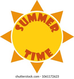 Slogan Summer time on a sun shaped logo