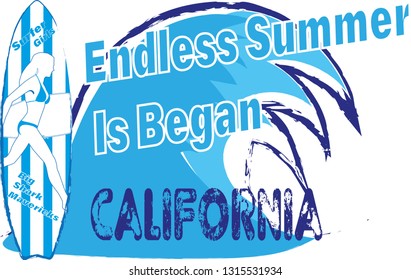 slogan surf summer wave illustration vactor for textile or t shirt icon 
