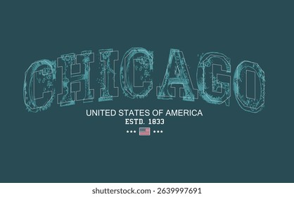 slogan tee, Art Tee, CHICAGO urban street style typography with grunge brush strokes. CHICAGO text graffiti, typography college varsity USA state slogan print. t shirt graphics graffity print.eps8
