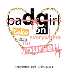 Slogan text with chain vector art