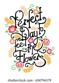 Texto de eslogan y arte vectorial de flores