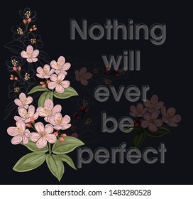 Slogan text of loving with red rose on black background- vector