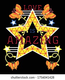 Slogan text and star design vector art
