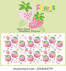 slogan text with strawberry image for kids t-shirt. vector illustration