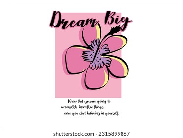 slogan text with summer flower hibiscus design vector