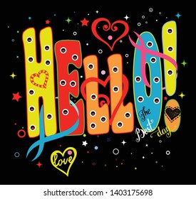Slogan text and t-shirt print design on black bakcground vector art