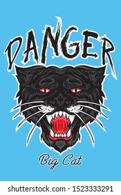 slogan with tiger head vector illustration.graphic design for t shirt print, poster. isolated on background