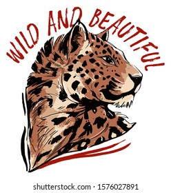 Slogan with tiger illustration. Vector graphic for t shirt print and other uses.