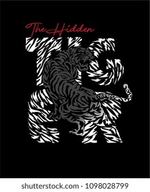 slogan with tiger silhouette illustration slogan with tiger silhouette illustration