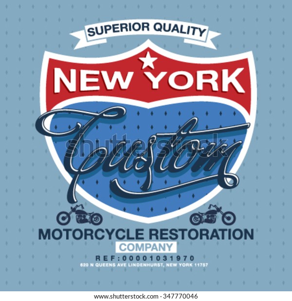 Slogan Tshirt Design About Custom Motorcycle Stock Vector (Royalty Free) 347770046