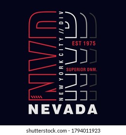 slogan typography design nevada, for t-shirt print,vector illustration
