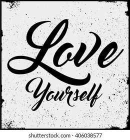 Slogan vector graphic design for jersey top. Love yourself. women apparel graphic