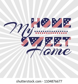 Slogan vector print for celebration design 4 th july in vintage style with text. Vector illustration. American independence Patriot day background