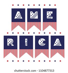 Slogan vector print for celebration design 4 th july in vintage style with text AMERICA Home my sweet home. Vector illustration. American independence Patriot day background