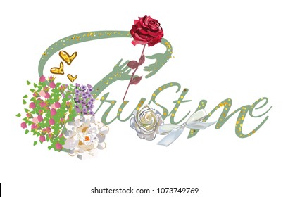 Slogan vector t-shirt illustration with hands of trust and a red rose.