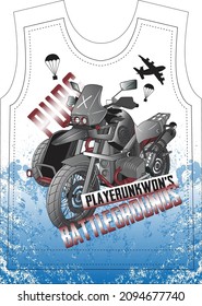 Slogan with vintage motorcycle a racer bike typography for riders. Print with motorbike, old chopper with custom wheels. Apparel for ride on the country. For boys t-shirt. Vector illustration.