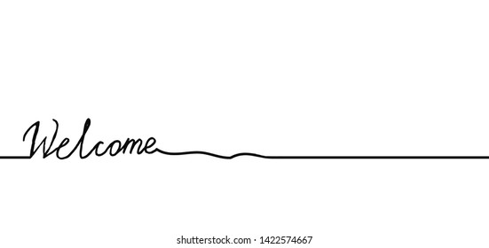 Slogan Welcome line pattern. Vector fin funny icon icons sign signs.Lettering hand drawn.Calligraphic for design your holiday invitation.Isolated text on white backgraund.Print for your shirt.