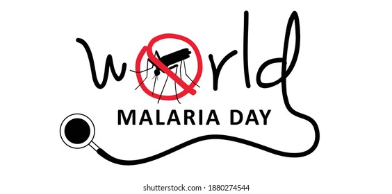 Día mundial de la malaria. Cuidado, advierte a los mosquitos que beben sangre. Señalización plana vectorial. Mordida de insectos, infección de sangre (enfermedad). Propagación de la alerta de fiebre por el virus del mosquito, el dengue o el zika.