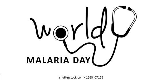 Slogan World malaria day Stop malaria. Caution, warning mosquitos drinking blood. Flat vector signaling. Insect bite, blood infection ( illness ). Spread of mosquito, dengue or zika virus fever alert.