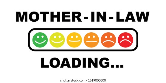 Slogan Worried, mother in law sign. Flat vector mother-in-law pictogram. Conflict icon. Motivation relationship problems Problem, no love, son in law. Nearly there.