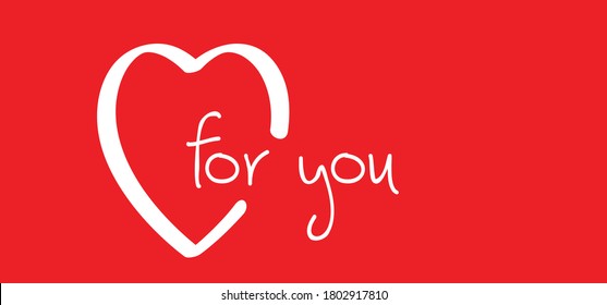 Slogan for you. Love banner with heart symbol. Love heart month or happy singles day background. Happy valentines day on february 14 ( valentine, valentine’s day )  Fun vector romance quote