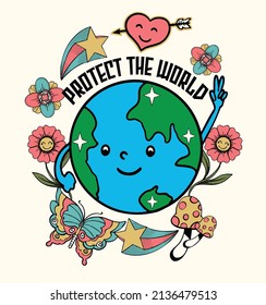 slogan.protect the world.positive slogan and affirmation. 