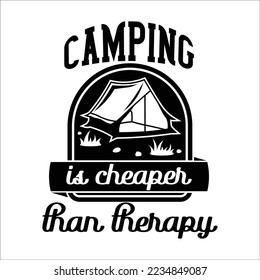 Slogans or quotes decorated with travel and adventure elements - backpack, mountain, camping tent, forest trees. Creative vector illustration in black and white colors