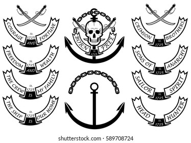 Slogans set and pirate logo