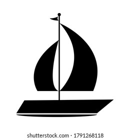 Sloop silhouette icon. Black and white sloop illustration isolated on white background