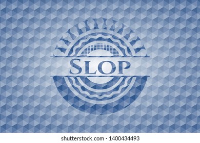Slop blue emblem with geometric pattern background. Vector Illustration. Detailed.
