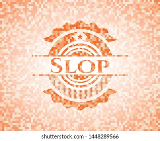 Slop orange mosaic emblem. Vector Illustration. Detailed.