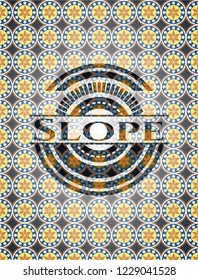 Slope arabic emblem background. Arabesque decoration.