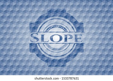 Slope blue emblem with geometric pattern. Vector Illustration. Detailed.