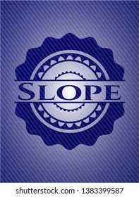Slope emblem with denim texture. Vector Illustration. Detailed.