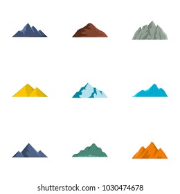 Slope icons set. flat set of 9 slope vector icons for web isolated on white background