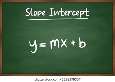 Slope intercept formula Algebra formulas on green Chalkboard Vector