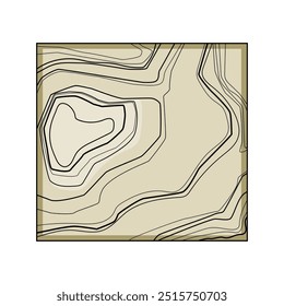 Dibujos animados topográficos del mar de la pendiente. Cañón llano, meseta del monte, aumento de la pendiente del escarpe Señal topográfica del mar. símbolo aislado Ilustración vectorial