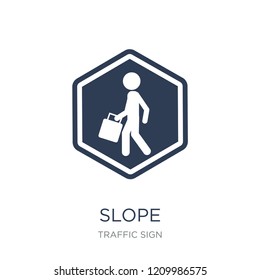 Slope sign icon. Trendy flat vector Slope sign icon on white background from traffic sign collection, vector illustration can be use for web and mobile, eps10