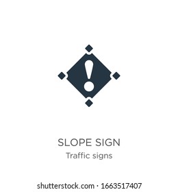 Vector de icono de signo de pendiente. Icono de señalización de pendiente plana de moda de la colección de carteles de tráfico aislados en fondo blanco. La ilustración vectorial se puede utilizar para diseño gráfico web y móvil, logotipo, eps10