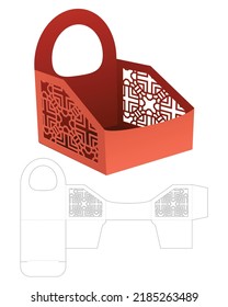 Sloped Edge Stenciled Handle Tray Die Cut Template And 3D Mockup