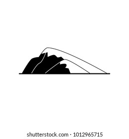 Sloping hill silhouette icon in flat style. Low mountain symbol isolated on white background