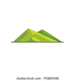 Sloping hills icon in flat style. Low mountain symbol on white background