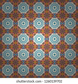 Sloping seamless colorful ornament for design and backgrounds. Orient popular style. Textured seamless pattern. Vector illustration. Abstract blurred paisley white, beige and blue ornament.