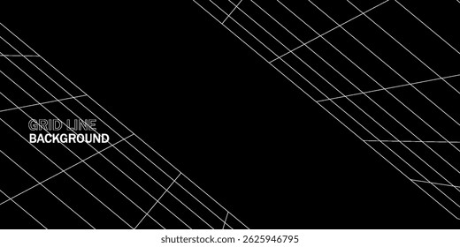 Sloping surface background digital box room black-white grid space line color surface. Network cyber technology. banner, cover, terrain, sci-fi, wireframe, and related to background.