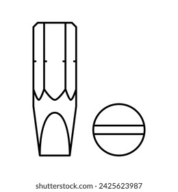 vector de línea de broca de destornillador de cabeza inclinada. símbolo de broca de cabeza inclinada. símbolo de contorno aislado ilustración negra