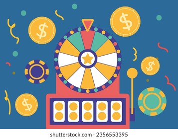 Slot casino jackpot win game machine concept. Vector flat graphic design illustration