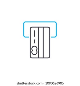 Slot for credit card vector thin line stroke icon. Slot for credit card outline illustration, linear sign, symbol concept.