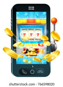 A slot fruit machine mobile phone concept illustration