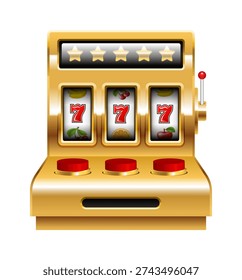 Slot machine 3d illustration. Vector illustration isolated on white background.